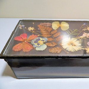 Handmade Creations Vintage 1979 <b>Glass</b> Jewelry <b>Box</b> Dried Flowers Plants Art Hippy Storage <b>Box</b> - Product Image 1