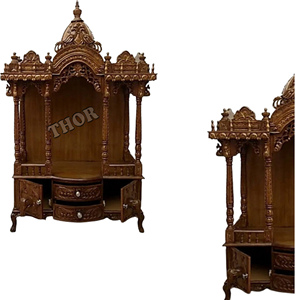 Pooja-templo de madera pulido para decoración del hogar y la Oficina, artesanía, mandar/Pooja, marrón - Product Image 5