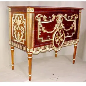 Luxury Chest Gilded Italian Mahogany Wood Antique Reproduction Furniture