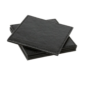 Conjunto de posavasos de cuero PU, logotipo personalizado, alta calidad, Color negro, 4 unidades - Product Image 1