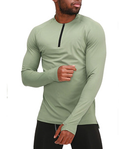 <b>Mens</b> Quick Dry 1/4 Zip Compression Shirts with Thumb Holes <b>Base</b> <b>Layer</b> Long Sleeves Moisture Wicking Athletic Tee Active Wear - Product Image 1