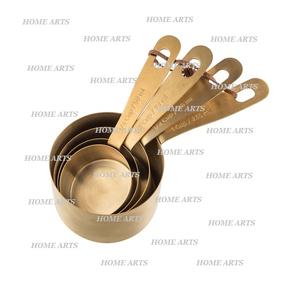 Set Of 4 Brass Gold Color Measuring Cups Handmade Different Sizes Measuring Cups For <b>Kitchen</b> <b>Utensils</b> Use - Product Image 1