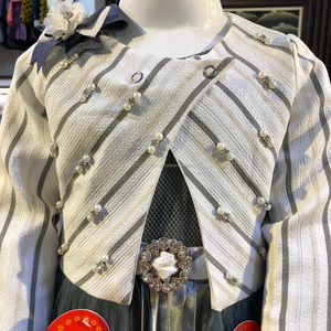 Rayure V koti avec fantaisie net robe nouveau parti porter fantaisie conception koti avec robe pour bébé fille - Product Image 3