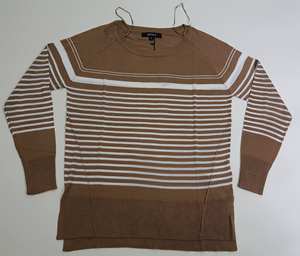 Suéteres de Invierno de Alta Gama para Mujer, Marca de Prestigio, Cuello Redondo, Manga Larga, Tejido a Rayas, Lote de Bangladesh - Product Image 1