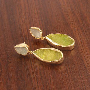 Pendiente de gota de azúcar natural, blanco y Prehnita, chapado en oro/plata, suministro de fábrica, gota colgante, novedad de 2021 - Product Image 5