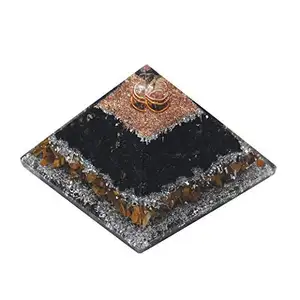 Best Selling Amazon Orgonite Pyramid I Black Tourmaline & Tiger Eye Gemstone Orgone Pyramid with Crystal Point