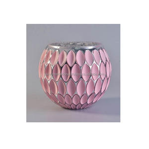 Modern Custom Logo Wedding Home Decor Glass Tealight Holder Handmade Metal Inset Easter INS Style With Printed Design - Product Image 4