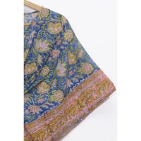 Kaftan en coton imprimé floral pour femme, grande taille, confortable, longueur genou, style hippie, drapé, décoration naturelle, plage