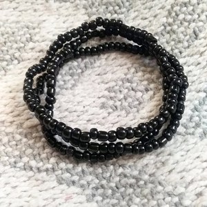 Black Seed <b>Beaded</b> <b>Bracelets</b>, Seed Bead <b>Bracelet</b> Stack, 3 Black Glass Seed <b>Beaded</b> <b>Bracelets</b> - Product Image 2