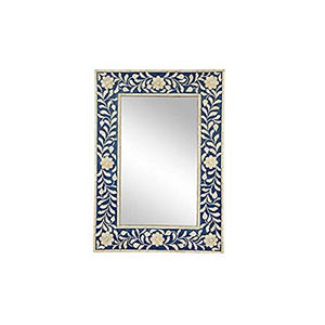 Cadre de miroir de salon en bois massif indien avec incrustations en os - Product Image 1