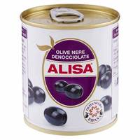 Olives noires dénoyautées Alisa 1,42 kg, olives espagnoles Picholine, mi-sucrées, pulpeuses, juteuses, fraîches, maturité naturelle, 24 MOIS, tropicales