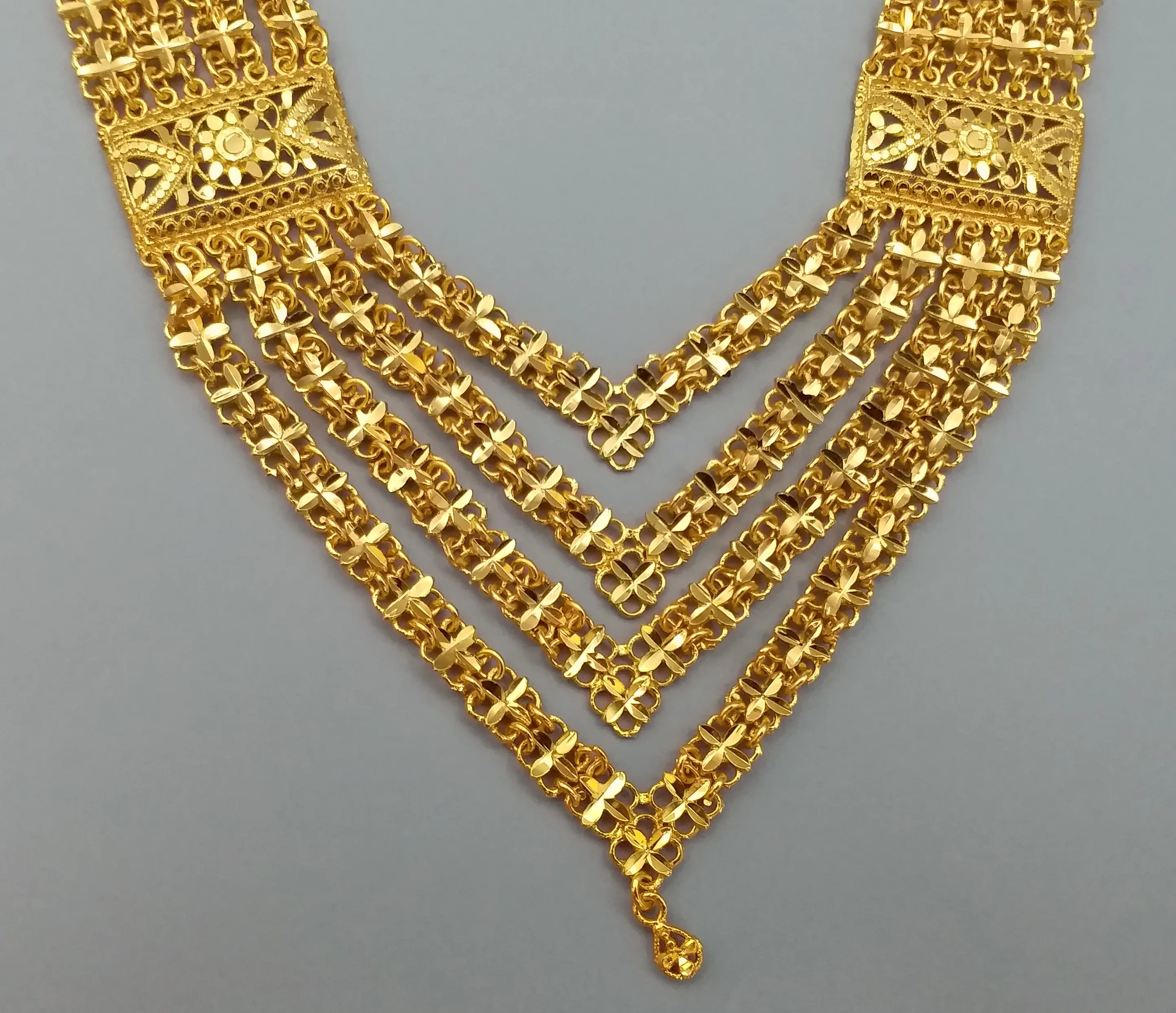 Collier traditionnel plaqué or, pour femmes, avec boucles d'oreille