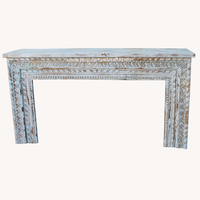 Console rustique en bois Vintage, couleur blanche, décor de couloir, Design Unique en bois sculpté à la main, de luxe, Table de vacances, 1 pièce