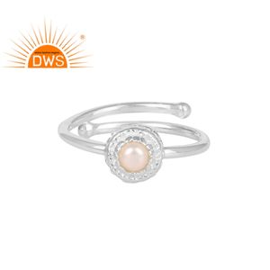 Bague en argent Sterling, anneau de déclaration en forme de couronne, fait à la main, perles blanches naturelles, vente en gros - Product Image 1