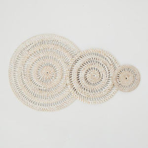 Unique <b>Set</b> Rattan Shell Spiral <b>Placemat</b> Wall Hanging Decor and Coaster for Table in Vietnam Wholesale - Product Image 2