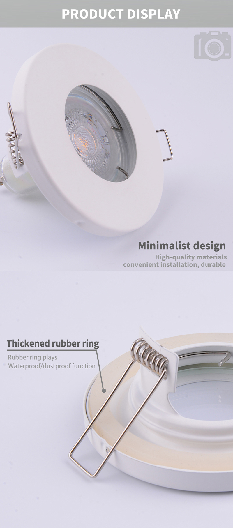 Round White Bathroom Spotlights IP65 Waterproof Recessed LED Downlight