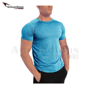 T-shirt à manches courtes coupe ajustée personnalisé pour hommes, col en O en microfibre à séchage rapide avec design de sport imprimé logo haut, couleur unie - Product Image 4