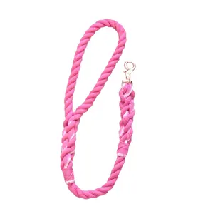 Kalung dan tali kekang anjing kepang tali Ombre merah muda Aksesori anjing perlengkapan hewan peliharaan grosir harga terbaik