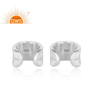 Hand Hammered Carved Fine Sterling Plain <b>Silver</b> <b>Ear</b> <b>Cuff</b> Earring Jewelry For Women Gift For Her Classic Collection - Product Image 3