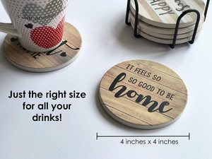 Set of 6 Round Wooden <b>Coasters</b> Holder & Placemat Pads Modern Design Absorbent 47cm Diameter 2cm Thick Customizable Logo - Product Image 3