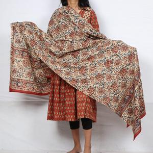 Wholesale Kalamkari Printed Cotton <strong>Dupata</strong> Hand Block Floral Fruit Pattern Beach Dress Boho One-Piece Large Waist Bathing Bikinis