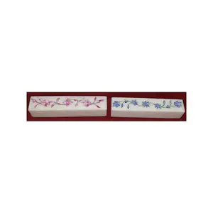 Boîte en marbre rose et bleu avec incrustation de nacre, design floral fait main, boîte à bijoux unique en marbre avec incrustation de nacre - Product Image 1