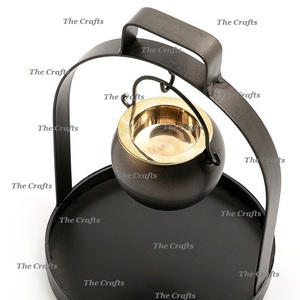 Porte-bougie au design admirable avec cheminée en verre, en fer noir, pour une utilisation décorative à la maison - Product Image 6
