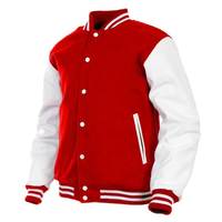 Cuerpo de lana real a prueba de viento transpirable poliéster acolchado forro casual béisbol bombardero chaqueta mangas de cuero de talla grande al aire libre