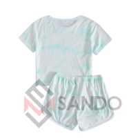 Ensemble de shorts pour femmes à prix bas avec logo personnalisé, tie-dye, 100% coton, taille plus, décontracté, été, 2 pièces, séchage rapide, respirant
