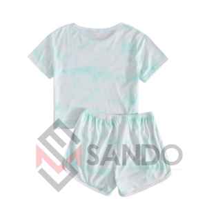 Short pour femmes, ensemble 2 pièces, 100 coton, grande taille, avec logo personnalisé, bas prix, été - Product Image 6