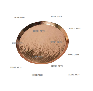 Plat de service alimentaire en cuivre martelé de qualité supérieure, forme ronde, plat de service alimentaire à bas prix - Product Image 1