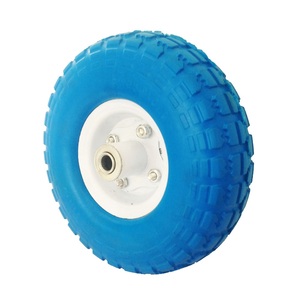 Rueda de neumático de utilidad de acero, carro de mano con rodamiento de buje de rodillo de bola de POLIURETANO plano compensado - Product Image 1