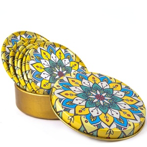 ปรับแต่งสีเหลือง TURQUOISE MANDALA ลวดลายและกล่องโลหะหกชา-COASTER จากตุรกี - Product Image 2