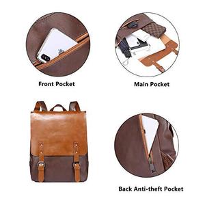 Leo Torresi Stylish Cowhide Genuine <b>Deep</b> Brown Leather useful backpack for Men & Women - Product Image 5