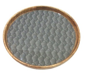 Beau Plateau En Bois Rond Meilleure Vente En Bois de Mangue Émail Décoration De Table Plateau de Service - Product Image 1