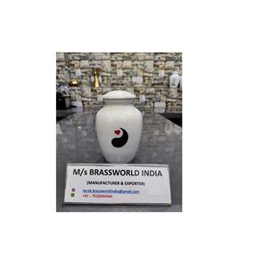 Urna Funeraria de Aluminio Pintada a Mano con Forma de Lágrima y Corazón, Suministros Funerarios, Tamaño Mediano para Adultos, Estilo Americano, BRASSWORLD INDIA - Product Image 1