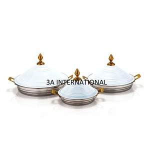 Service à aliments Design gaufré en métal, 3 pièces, Pot chaud de service fait à la main, forme ronde et Unique - Product Image 3