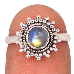 Pierre de lune arc-en-ciel en argent Sterling 925 naturelle, anneau de guérison pour femmes, bijoux Boho, au meilleur prix - Product Image 1