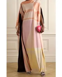 Turquie Tinh Khiết Lụa Kaftan Đen Dubai Màu Fringe Thổ Nhĩ Kỳ Anh Ngọc Trai Hồi Giáo Quần Áo Dubai Hijab Phụ Nữ Abaya Maxi Dress