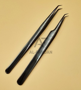 Pince à cils à angle de 45 degrés en acier inoxydable japonais de 14 cm avec logo personnalisé Extension de cils pointue couleur plasma noir - Product Image 1