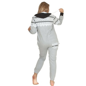 Combinaison de nuit en polaire écologique à capuche zippée à manches longues imprimée sur mesure pour femme, idéale pour l'hiver - Product Image 3