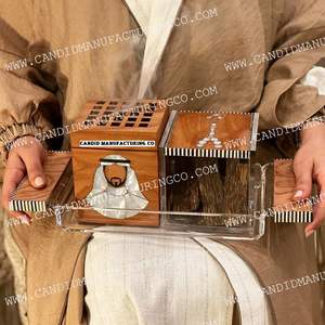 Nuevo juego de bandejas con incrustaciones de hueso, bandeja para servir hojas de hueso de madera con quemador de incienso de nácar, juego de regalo, Colección perfumada de 3 piezas - Product Image 3