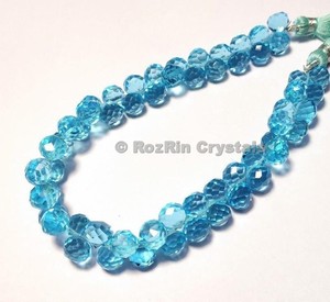 Best Deal on Faceted Onion Brioletes <b>Beads</b> <b>Blue</b> Topaz Quartz <b>Beads</b> - Product Image 1