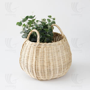 Juego de 2 Cestas de Almacenamiento de Ratán Natural Tejido, Estilo Vintage, Ecológicas, Multifuncionales, Artesanía Vietnamita 2020 - Product Image 2