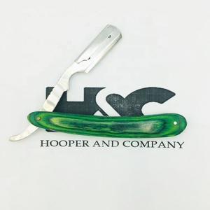 New Razor Green Wood Handle <b>Barber</b> Razor Custom Razor Changeable <b>Blade</b> Pakistan Made Wood Handle logo packing - Product Image 2