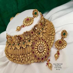 South Indian Temple Jewelry Alloy Gold Plated Heavy Choker Set with Earring and Mang Tikka in Lowest Price by Meetali Creation - Product Image 1