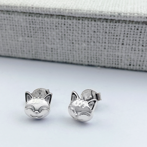 Pendientes de gato de mujer chapados en platino de Plata de Ley 925 de Taiwán para aniversario - Product Image 4