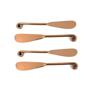 Juego de rebanadoras de queso con acabado de oro rosa, hecho a mano diseño en espiral, mango redondo de acero inoxidable, cuchillo de mantequilla - Product Image 2
