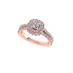 Anillo de Halo de Diamantes Reales de 1.00 Quilates en Oro de 14K para Mujer, Corte Redondo con Engaste de Puntas, Regalo de Aniversario de Boda, Joyería Fina de Lujo - Product Image 1