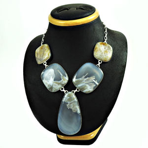 Collier vintage pour femmes bijoux fins fournisseurs de gros collier de pierres précieuses d'agate turque bijoux en argent sterling 925 faits à la main - Product Image 1
